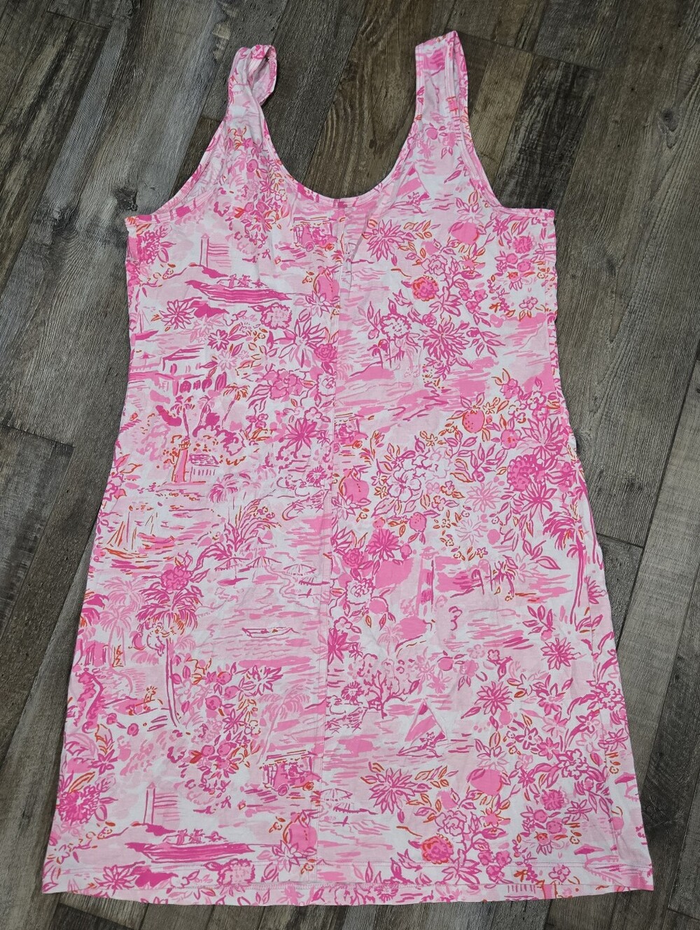 Lilly Pulitzer Newberri Tank Dress Peony Pink Seaside Scene Size Large